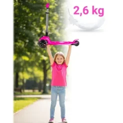 Hulajnoga trójkołowa dla dzieci balansowa świecąca w ciemności Ricokids Jelly - różowa