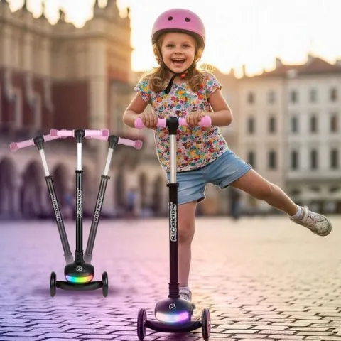 Hulajnoga trójkołowa dla dzieci balansowa LED Ricokids Leddi - czarna