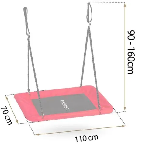 Huśtawka bocianie gniazdo prostokątna Neo-Sport Swingo 110 x 70 cm