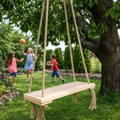 Huśtawka drewniana do ogrodu domu bujak deska loft boho mocna premium 49cm