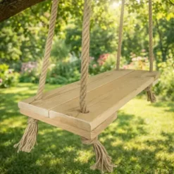Huśtawka drewniana do ogrodu domu bujak deska loft boho mocna premium 49cm