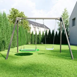 Huśtawka ogrodowa podwójna Marbo MO-013 stelaż 200kg PREMIUM