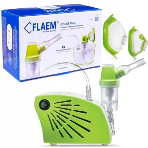 INHALATOR DZIECI NEBULIZATOR FLAEM GHIBLI PLUS RF6 2TRYBY 2MASKI SOFT TOUCH