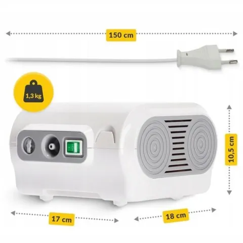 INHALATOR NEBULIZATOR KOMPRESOROWY DLA DOROSŁYCH PRZENOŚNY CICHY STD