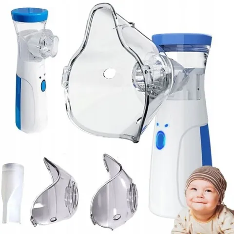 INHALATOR NEBULIZATOR 2 MASKI DLA DZIECI I DOROSŁYCH PRZENOŚNY CICHY USB