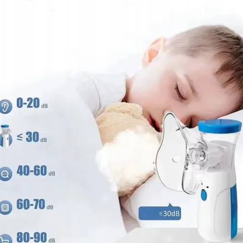 INHALATOR NEBULIZATOR 2 MASKI DLA DZIECI I DOROSŁYCH PRZENOŚNY CICHY USB