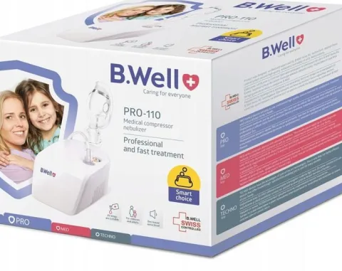 INHALATOR NEBULIZATOR TŁOKOWY KOMPRESOROWY B.WELL DLA DZIECI I DOROSŁYCH