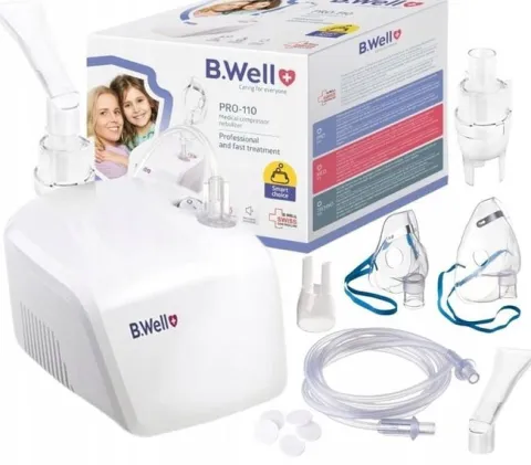 INHALATOR NEBULIZATOR TŁOKOWY KOMPRESOROWY B.WELL DLA DZIECI I DOROSŁYCH