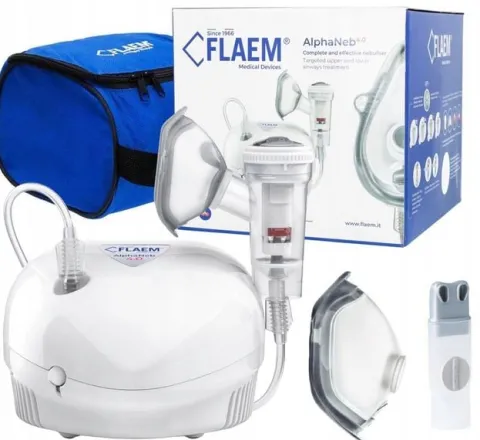 INHALATOR NEBULIZATOR TŁOKOWY DLA DZIECI DOROSŁYCH FLAEM ALPHANEB 4POZIOMY