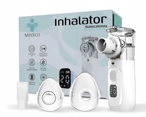 INHALATOR SIATECZKOWY PRZENOŚNY NA AKUMULATOR DLA DZIECI I DOROSŁYCH CICHY