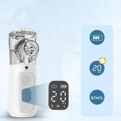 INHALATOR SIATECZKOWY PRZENOŚNY NA AKUMULATOR DLA DZIECI I DOROSŁYCH CICHY