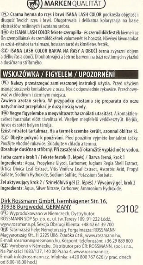 ISANA LASH COLOR HENNA DO RZĘS I BRWI CZARNA 1 SZT