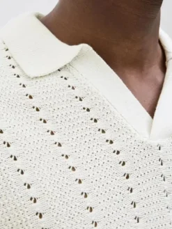 Jack&Jones koszulka męska JORPAROS KNIT ESTER SS CROCHET POLO 12272562 SEA SALT M