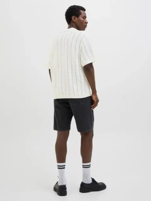 Jack&Jones koszulka męska JORPAROS KNIT ESTER SS CROCHET POLO 12272562 SEA SALT XL