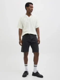 Jack&Jones koszulka męska JORPAROS KNIT ESTER SS CROCHET POLO 12272562 SEA SALT XL