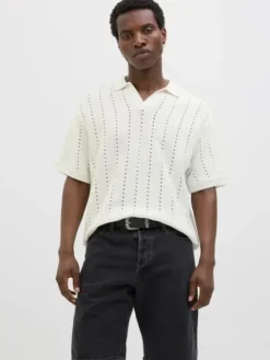Jack&Jones koszulka męska JORPAROS KNIT ESTER SS CROCHET POLO 12272562 SEA SALT XL