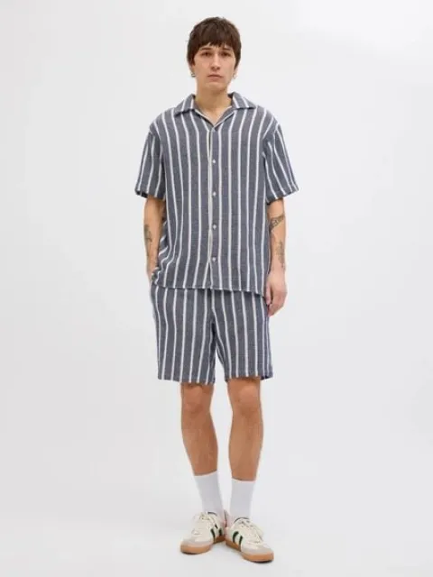 Jack&Jones krótkie joggery JPSTJAIDEN COBA STRIPE JOG SHORTS REG SN 12274413 OCEAN CAVERN M