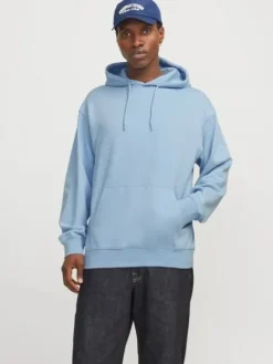 Jack&Jones męska bluza z kapturem JJESTAR BASIC SWEAT HOOD NOOS 12257852 CHAMBRAY BLUE S