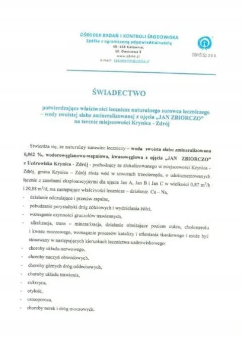Jan Naturalna woda lecznicza oczyszczenie 6 x 1,5l
