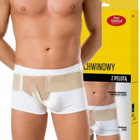 Jednostronny PAS PACHWINOWY przepuklinowy beż L