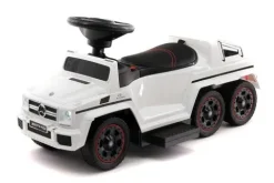 JEŹDZIK NA AKUMULATOR, PCHACZ, ODPYCHACZ MERCEDES G 63 AMG 6X6, MIĘKKIE KOŁA, DASZEK , STEROWANIE RĄCZKĄ /1838 LONG
