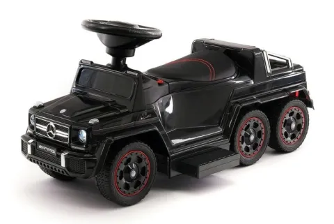 JEŹDZIK NA AKUMULATOR, PCHACZ, ODPYCHACZ MERCEDES G 63 AMG 6X6, MIĘKKIE KOŁA, DASZEK , STEROWANIE RĄCZKĄ /1838 LONG