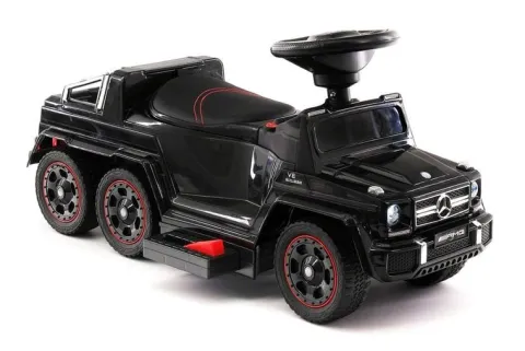 JEŹDZIK NA AKUMULATOR, PCHACZ, ODPYCHACZ MERCEDES G 63 AMG 6X6, MIĘKKIE KOŁA, DASZEK , STEROWANIE RĄCZKĄ /1838 LONG