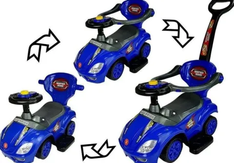 Jeździk z Pchaczem Mega Car 3w1 Niebieski