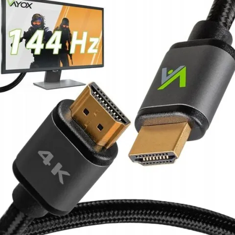 KABEL PRZEWÓD HDMI 2.0 HIGH SPEED 48bit TV PC PRO 3D 4K FHD/144Hz VAYOX 10m