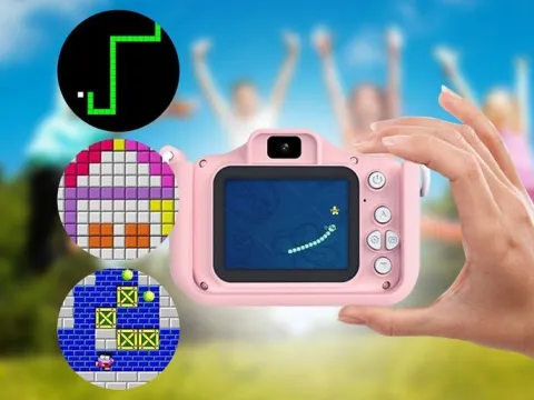 KAMERA DLA DZIECI APARAT FOTOGRAFICZNY RÓŻ KOTEK + KARTA 8GB + SMYCZ ZESTAW