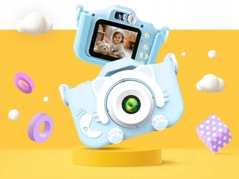 KAMERA DLA DZIECI APARAT FOTOGRAFICZNY KOTEK + KARTA 8GB + SMYCZ ZESTAW