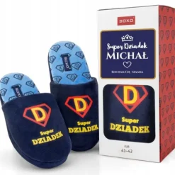 KAPCIE MĘSKIE SUPER DZIADEK PANTOFLE DZIEŃ DZIADKA