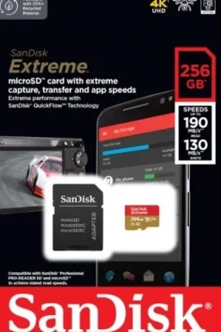 Karta micro SD SANDISK EXTREME 256GB 190/130 V30