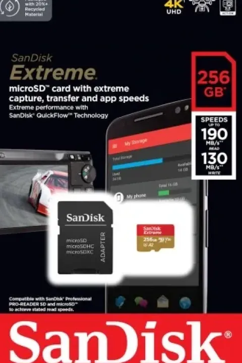 Karta micro SD SANDISK EXTREME 256GB 190/130 V30