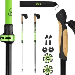 Kije Nordic Walking NILS NW8611 ALUMINIOWE trekkingowe KORKOWY UCHWYT