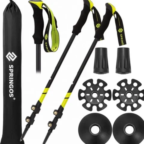 Kije trekkingowe z regulacją długości, składane kijki do chodzenia, nordic walking z trzema nakładkami