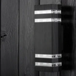 KINKIET ELEWACYJNY GÓRA DÓŁ LAMPA OGRODOWA 2XGU10 IP54 ALUMINIUM CZARNY