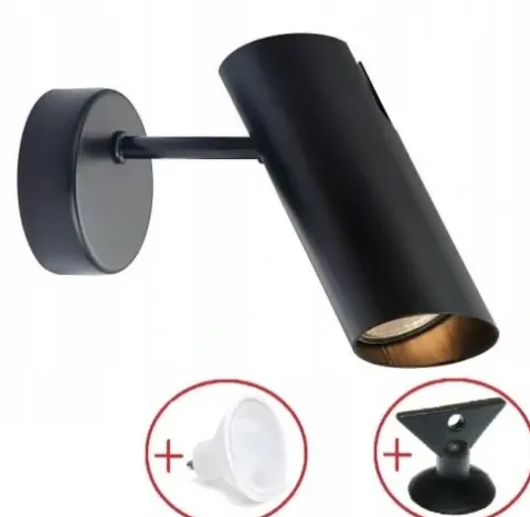Kinkiet Lampa Futuro 1xGU10 czarny ZESTAW Z PRZYSSAWKĄ I ŻARÓWKĄ LED