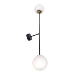 Kinkiet podwójny czarny złoty kula klosz lampa ścienna czarna szkło 2x E14