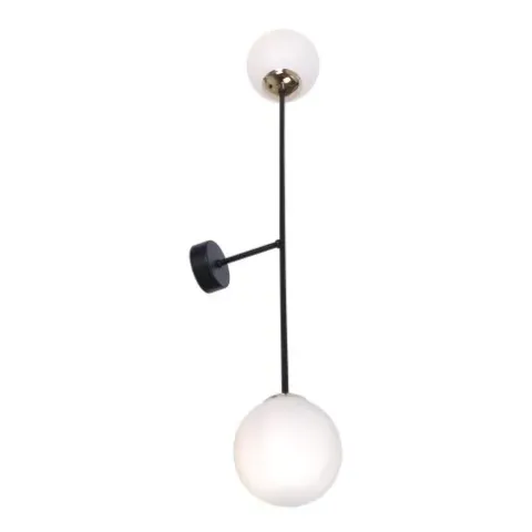 Kinkiet podwójny czarny złoty kula klosz lampa ścienna czarna szkło 2x E14