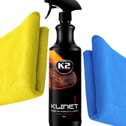 K2 KLINET PRO 1L IPA ODTŁUSZCZACZ LAKIERU SZYB DO INSPEKCJI + 2X MIKROFIBRA