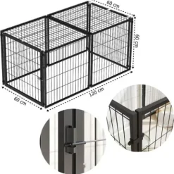Klatka Zamykany Kojec Metalowy z Drzwiami Zagroda dla Psa Kota Wybieg 60cm