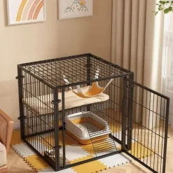 Klatka Zamykany Kojec Metalowy z Drzwiami Zagroda dla Psa Kota Wybieg 60cm