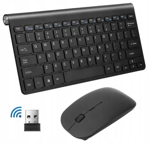 KLAWIATURA I MYSZKA BEZPRZEWODOWA MYSZ ZESTAW USB MINI SLIM do laptop TV PC