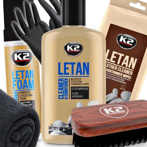 K2 Letan Zestaw Do Czyszczenia i Pielęgnacji Skóry Tapicerki Skórzanej Auta