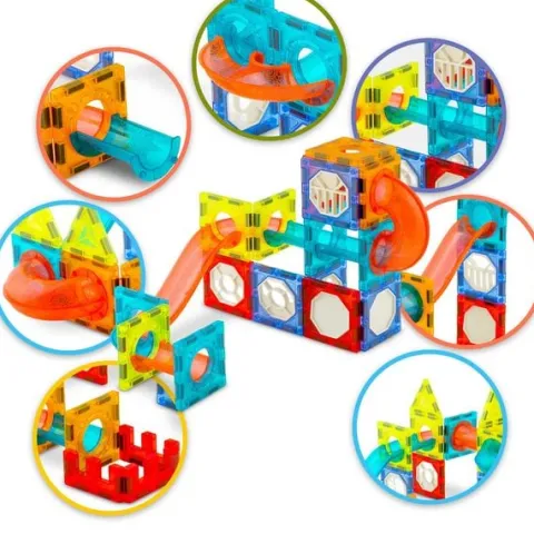 Klocki magnetyczne edukacyjne konstrukcyjne z podświetleniem RK-763 Ricokids 110 szt