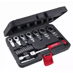KLUCZE KĄTOWE Z GRZECHOTKĄ, DEDRA 17L5001, 6-19MM, CRV, 20SZT, WYMIENNE GŁOWICE