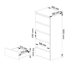 Komoda CL5 40 cm 5 szuflad - grafit szary