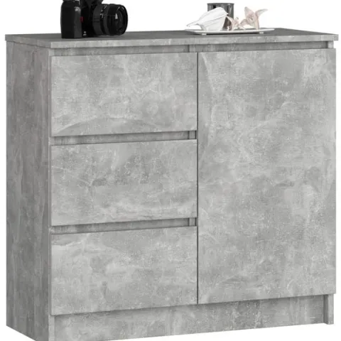 Komoda 80 cm JERRY nowoczesna 1 drzwi 3 szuflady - beton