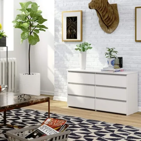 Komoda do salonu CL 100 cm 6 szuflad mała - biała